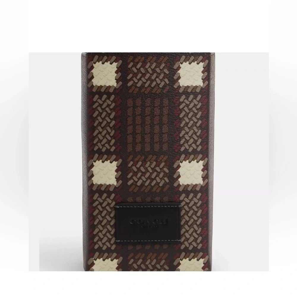 Coach bougie Elegant brushed plaid Wine Bottle Holder carrier NEW unused
